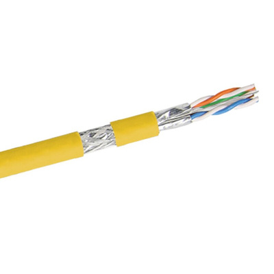 Decelect Cat8 Ethernet Cable, Aluminium/Mylar Tape, Yellow, 500m