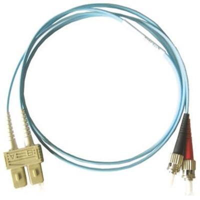 Molex Premise Networks ST to SC Duplex Multi Mode OM3 Fibre Optic Cable, 50/125μm, Aqua, 3m