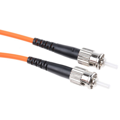 RS PRO ST to ST Simplex Multi Mode OM2 Fibre Optic Cable, 50/125μm, Orange, 1m