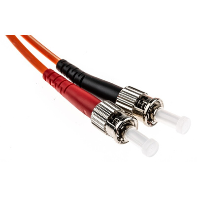 RS PRO ST to ST Duplex Multi Mode OM2 Fibre Optic Cable, 50/125μm, Orange, 1m