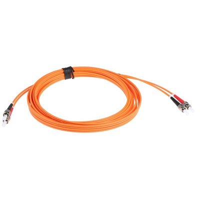RS PRO ST to ST Duplex Multi Mode OM2 Fibre Optic Cable, 50/125μm, Orange, 5m