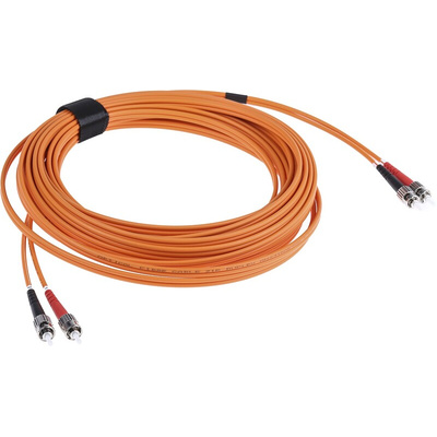 RS PRO ST to ST Duplex Multi Mode OM2 Fibre Optic Cable, 50/125μm, Orange, 10m