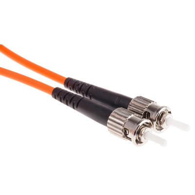 RS PRO ST to ST Simplex Multi Mode OM1 Fibre Optic Cable, 62.5/125μm, Orange, 1m