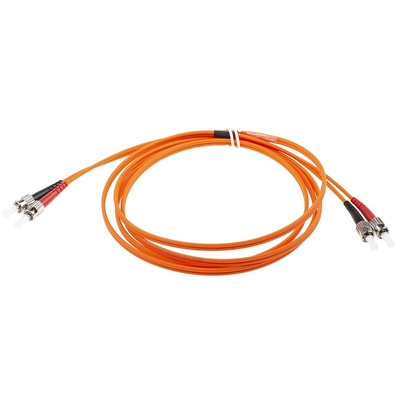 RS PRO ST to ST Duplex Multi Mode OM1 Fibre Optic Cable, 62.5/125μm, Orange, 3m