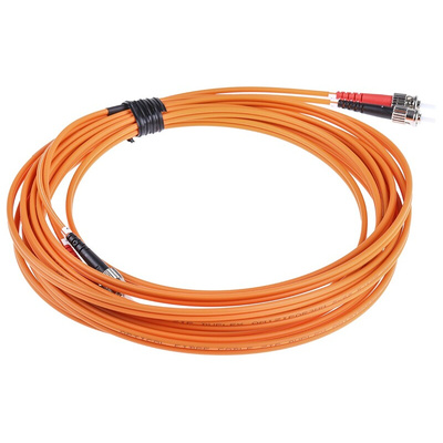 RS PRO ST to ST Duplex Multi Mode OM1 Fibre Optic Cable, 62.5/125μm, Orange, 5m