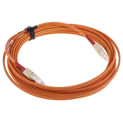 RS PRO SC to SC Duplex Multi Mode OM1 Fibre Optic Cable, 62.5/125μm, Orange, 5m