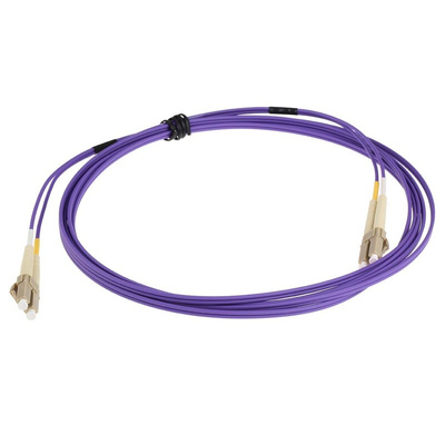 RS PRO LC to LC Duplex Multi Mode OM3 Fibre Optic Cable, 50/125μm, Purple, 3m