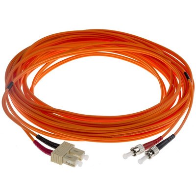 RS PRO ST to SC Duplex Multi Mode OM1 Fibre Optic Cable, 62.5/125μm, Orange, 10m