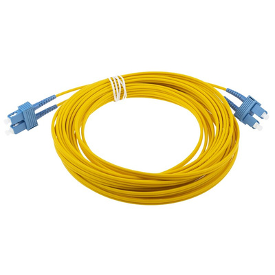 RS PRO SC to SC Duplex Single Mode OS1 Fibre Optic Cable, 9/125μm, Yellow, 10m