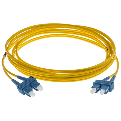 RS PRO SC to SC Duplex Single Mode OS1 Fibre Optic Cable, 9/125μm, Yellow, 3m