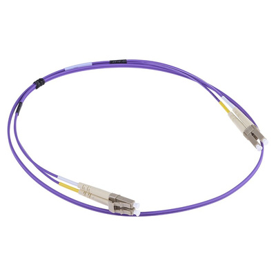 RS PRO LC to LC Duplex Multi Mode OM3 Fibre Optic Cable, 50/125μm, Purple, 1m