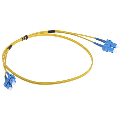 RS PRO SC to SC Duplex Single Mode OS1 Fibre Optic Cable, 9/125μm, Yellow, 1m