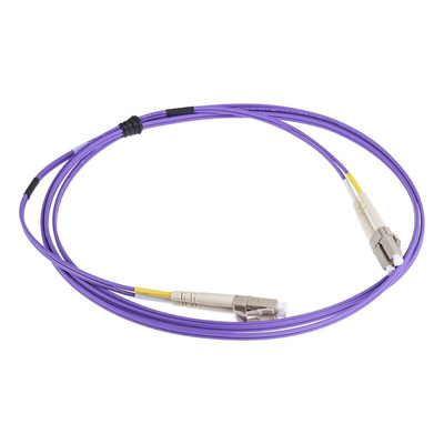 RS PRO LC to LC Duplex Multi Mode OM3 Fibre Optic Cable, 50/125μm, Purple, 2m