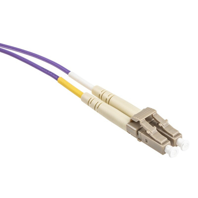 RS PRO LC to ST Duplex Multi Mode OM3 Fibre Optic Cable, 50/125μm, Purple, 3m
