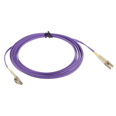 RS PRO LC to LC Duplex Multi Mode OM3 Fibre Optic Cable, 50/125μm, Purple, 5m