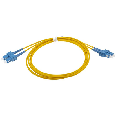 RS PRO SC to SC Duplex Single Mode OS1 Fibre Optic Cable, 9/125μm, Yellow, 2m