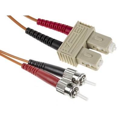 RS PRO ST to SC Duplex Multi Mode OM2 Fibre Optic Cable, 50/125μm, Orange, 3m