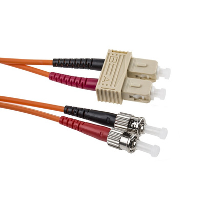 RS PRO ST to SC Duplex Multi Mode OM2 Fibre Optic Cable, 50/125μm, Orange, 1m