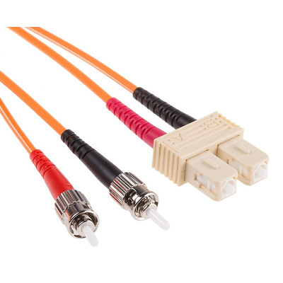 RS PRO ST to SC Duplex Multi Mode OM2 Fibre Optic Cable, 50/125μm, Orange, 10m
