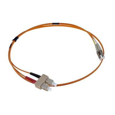 RS PRO LC to SC Duplex Multi Mode OM1 Fibre Optic Cable, 62.5/125μm, Orange, 1m