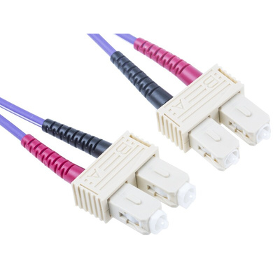 RS PRO SC to SC Duplex Multi Mode OM3 Fibre Optic Cable, 50/125μm, Purple, 3m