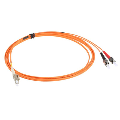 RS PRO LC to ST Duplex Multi Mode OM1 Fibre Optic Cable, 62.5/125μm, Orange, 3m