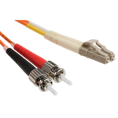 RS PRO LC to ST Duplex Multi Mode OM1 Fibre Optic Cable, 62.5/125μm, Orange, 3m