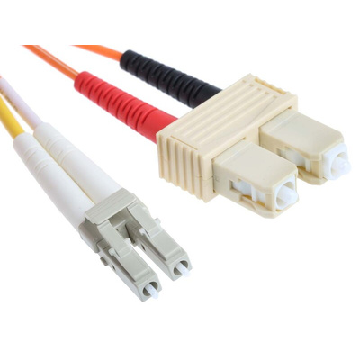 RS PRO LC to SC Duplex Multi Mode OM2 Fibre Optic Cable, 50/125μm, Orange, 1m