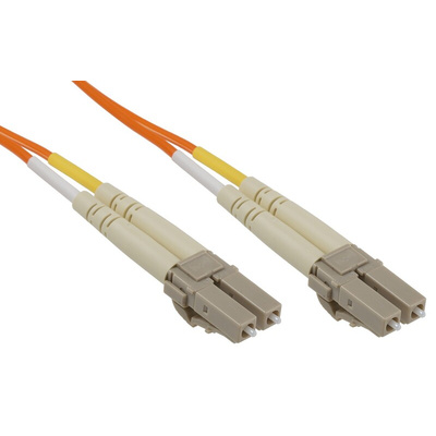 RS PRO LC to LC Duplex Multi Mode OM1 Fibre Optic Cable, 62.5/125μm, Orange, 1m