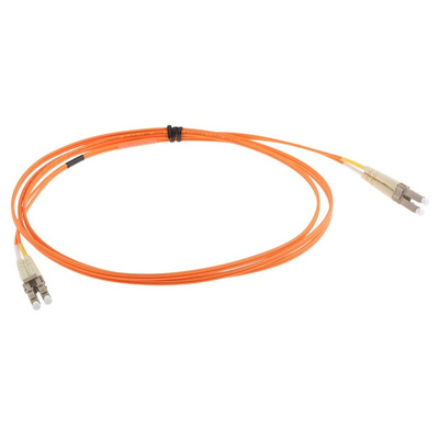RS PRO LC to LC Duplex Multi Mode OM2 Fibre Optic Cable, 50/125μm, Orange, 2m
