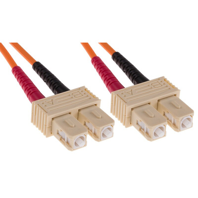 RS PRO SC to SC Duplex Multi Mode OM2 Fibre Optic Cable, 50/125μm, Orange, 2m