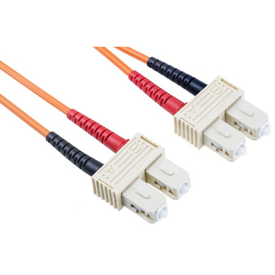 RS PRO SC to SC Duplex Multi Mode OM2 Fibre Optic Cable, 50/125μm, Orange, 10m