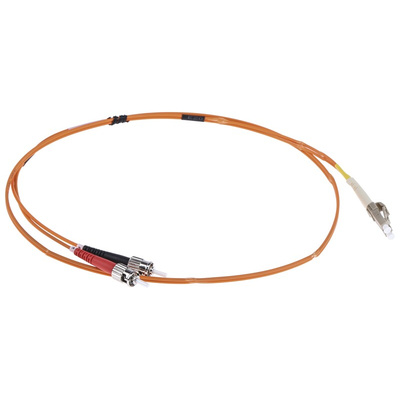 RS PRO LC to ST Duplex Multi Mode OM1 Fibre Optic Cable, 62.5/125μm, Orange, 1m