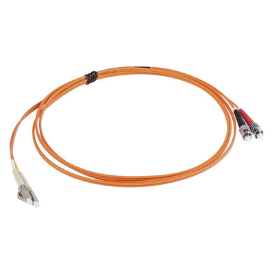 RS PRO LC to ST Duplex Multi Mode OM1 Fibre Optic Cable, 62.5/125μm, Orange, 2m