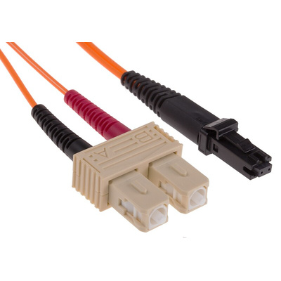 RS PRO MT-RJ to SC Simplex Multi Mode OM1 Fibre Optic Cable, 62.5/125μm, Orange, 1m