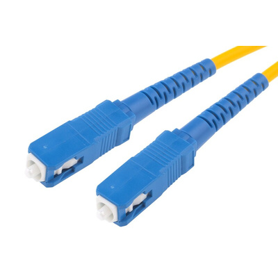 RS PRO SC to ST Duplex Single Mode OS1 Fibre Optic Cable, 9/125μm, Yellow, 3m