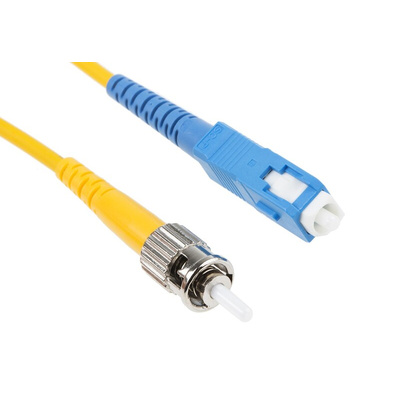 RS PRO SC to ST Duplex Single Mode OS1 Fibre Optic Cable, 9/125μm, Yellow, 2m