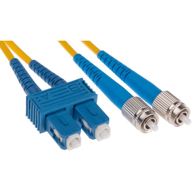 RS PRO FC to SC Duplex Single Mode OS1 Fibre Optic Cable, 9/125μm, Yellow, 10m