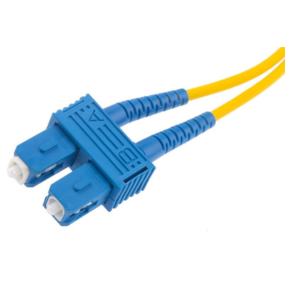 RS PRO FC to SC Duplex Single Mode OS1 Fibre Optic Cable, 9/125μm, Yellow, 2m