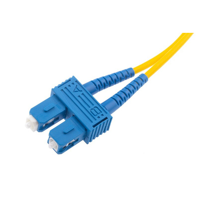 RS PRO FC to SC Duplex Single Mode OS1 Fibre Optic Cable, 9/125μm, Yellow, 1m