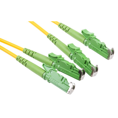 RS PRO E-2000 to E-2000 Duplex Single Mode OS1 Fibre Optic Cable, 9/125μm, Yellow, 10m