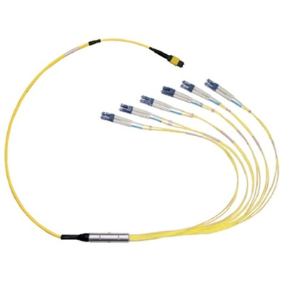 RS PRO MPO to LC Duplex Single Mode OS1 Fibre Optic Cable, 4.5mm, Yellow, 20m