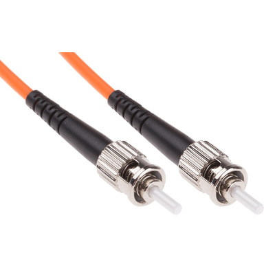RS PRO ST to ST Simplex Multi Mode OM1 Fibre Optic Cable, 62.5/125μm, Orange, 50m