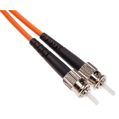 RS PRO ST to ST Simplex Multi Mode OM1 Fibre Optic Cable, 62.5/125μm, Orange, 25m