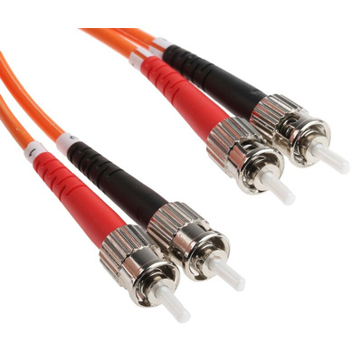 RS PRO ST to ST Duplex Multi Mode OM1 Fibre Optic Cable, 62.5/125μm, Orange, 20m