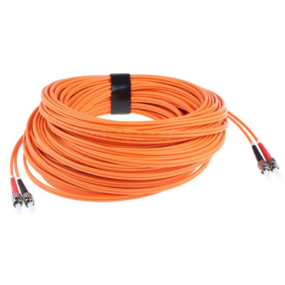 RS PRO ST to ST Duplex Multi Mode OM1 Fibre Optic Cable, 62.5/125μm, Orange, 30m