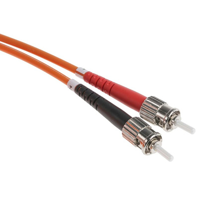 RS PRO ST to ST Duplex Multi Mode OM1 Fibre Optic Cable, 62.5/125μm, Orange, 100m