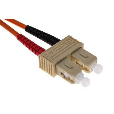RS PRO SC to SC Duplex Multi Mode OM1 Fibre Optic Cable, 62.5/125μm, Orange, 25m