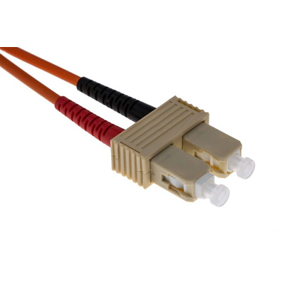RS PRO SC to SC Duplex Multi Mode OM1 Fibre Optic Cable, 62.5/125μm, Orange, 25m