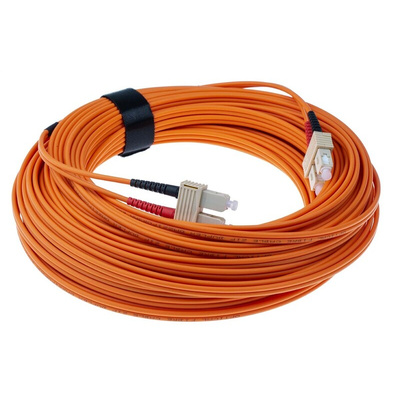 RS PRO SC to SC Duplex Multi Mode OM1 Fibre Optic Cable, 62.5/125μm, Orange, 25m